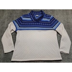 Talbots Pullover Sweater Womens XL Snowflakes Fair Isle Funnel Neck Christmas